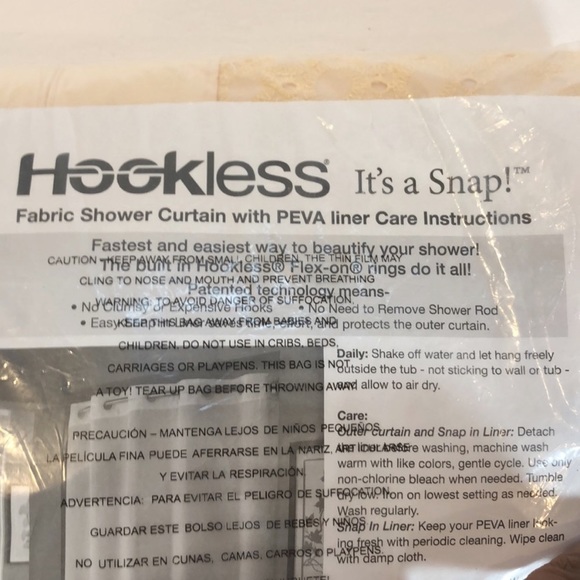 NWT HOOKLESS SHOWER CURTAIN VANILLA EYELET SOLID BOHO SHOWER CURTAIN 71" x 74" - Picture 5 of 7